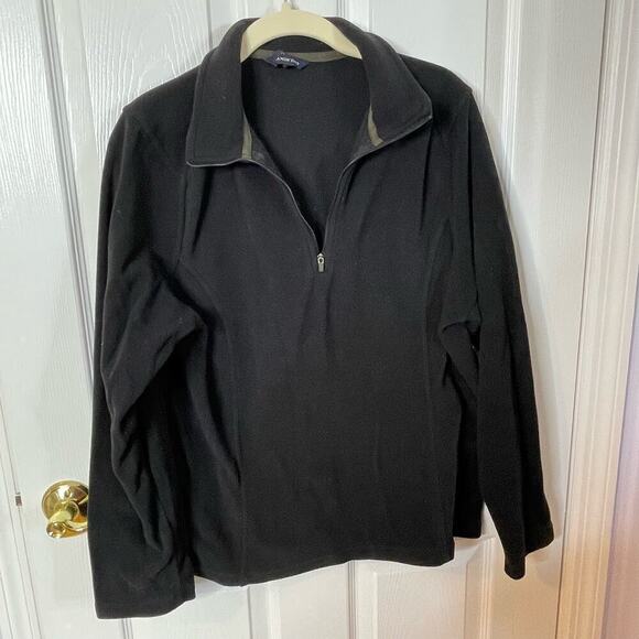 Lands' End half zip popover fleece L black ladies Polartec - Picture 2 of 7